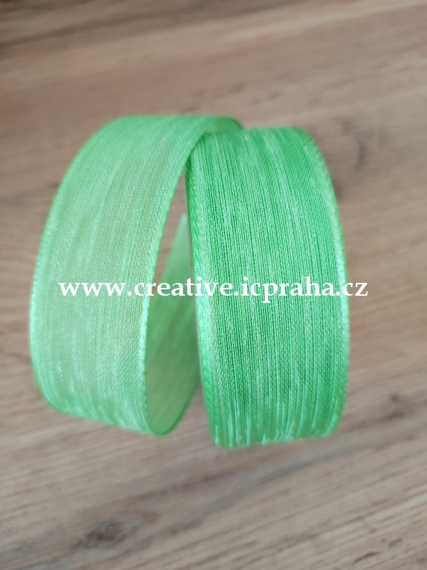 Stuha plátnová s efekt. nití 25mm zelená
